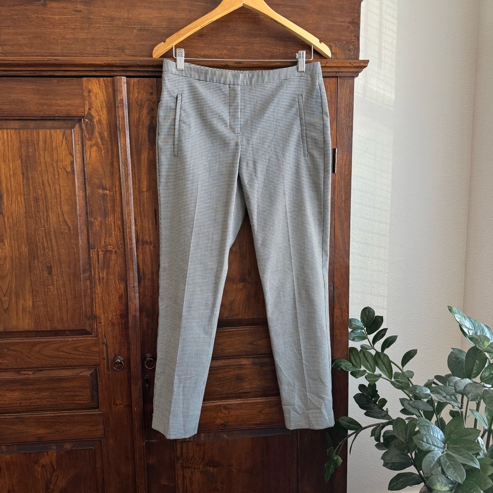 THEORY Houndstooth Print Wool Blend Work Pants